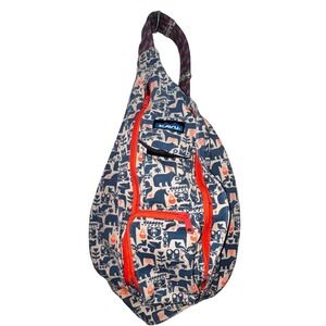 KAVU Rope Sling Bag Women's Crossbody Animal Print Blue Coral Travel Casual